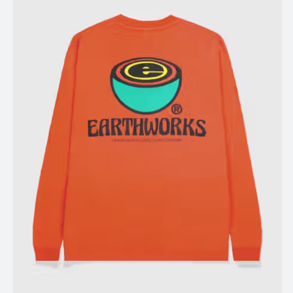 BRAIN DEAD men’s Earthworks Long Sleeve orange T-Shirt, size M